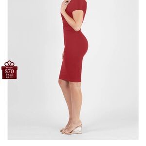 Red Knee-Length Bodycon Dress